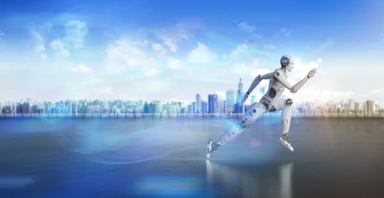 humanoid robot runs